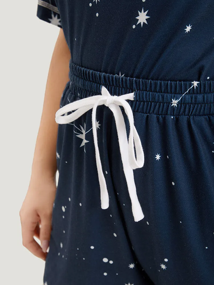 Star Print Stitch Drawstring Elastic Waist Pocket sold by Bloomchic product image thumbnail 5