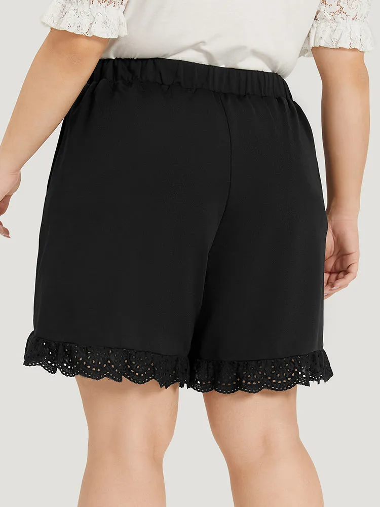 Solid Broderie Anglaise Pocket Elastic Waist Shorts sold by Bloomchic product image thumbnail 5