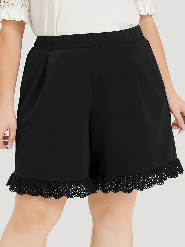 Solid Broderie Anglaise Pocket Elastic Waist Shorts sold by Bloomchic product image thumbnail 3