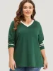 Striped Contrast V Neck Sweatshirt sold by Bloomchic