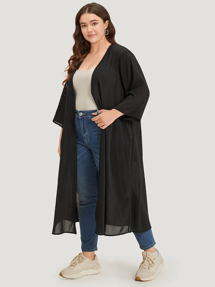 Plain Pocket Mesh Maxi Kimono sold by Bloomchic product image thumbnail 4