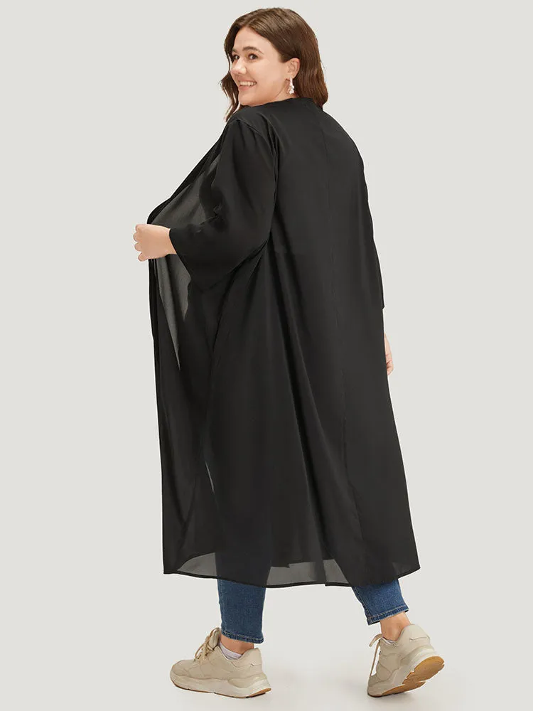 Plain Pocket Mesh Maxi Kimono sold by Bloomchic product image thumbnail 5