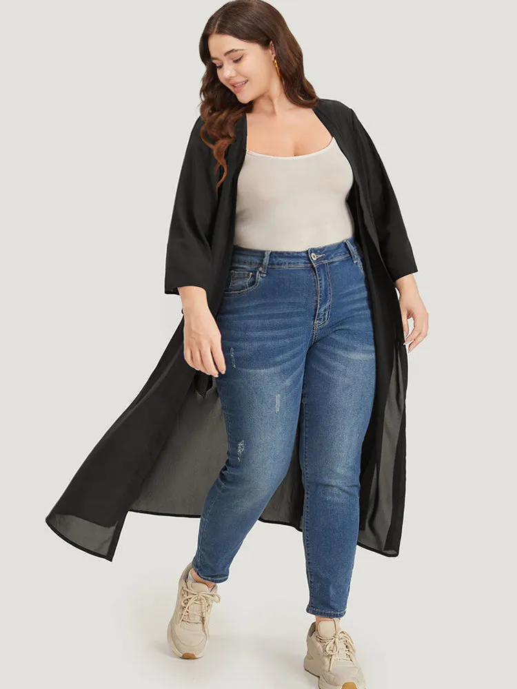 Plain Pocket Mesh Maxi Kimono sold by Bloomchic product image thumbnail 2