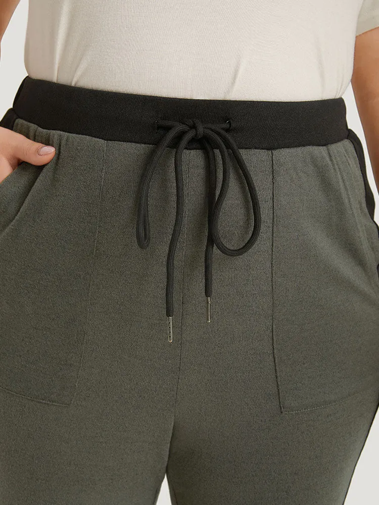 Contrast Pocket Drawstring Bootcut High Rise Sweatpants sold by Bloomchic product image thumbnail 5