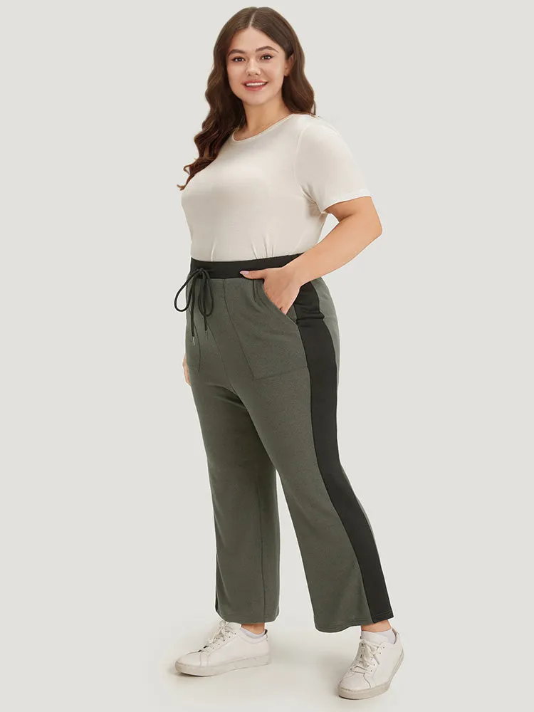 Contrast Pocket Drawstring Bootcut High Rise Sweatpants sold by Bloomchic product image thumbnail 3