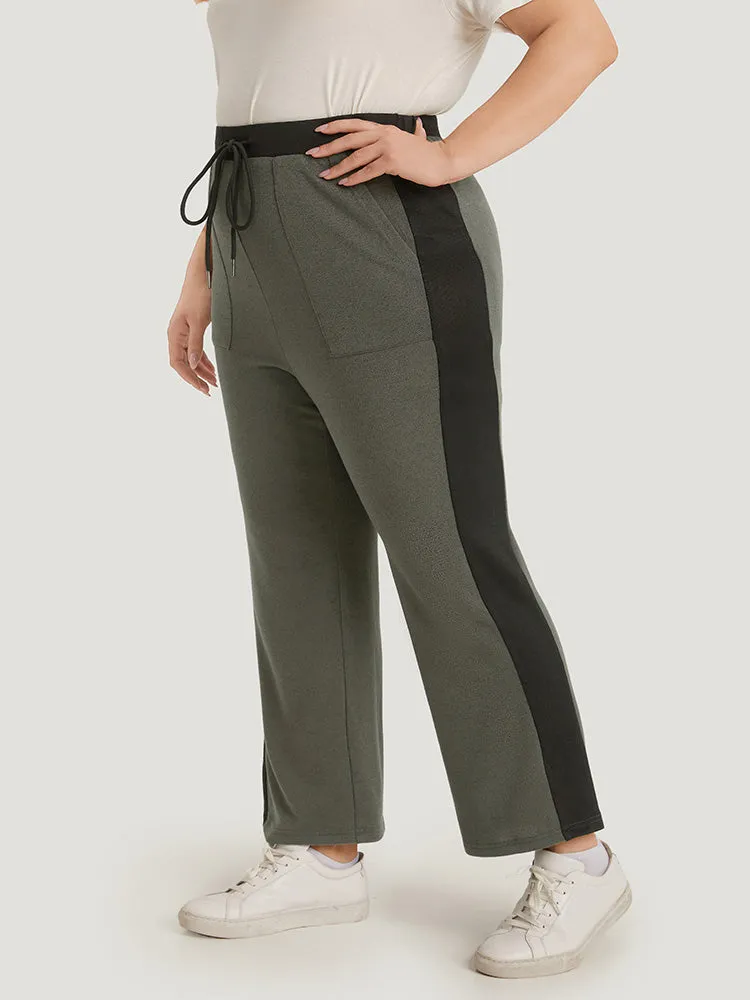 Contrast Pocket Drawstring Bootcut High Rise Sweatpants sold by Bloomchic
