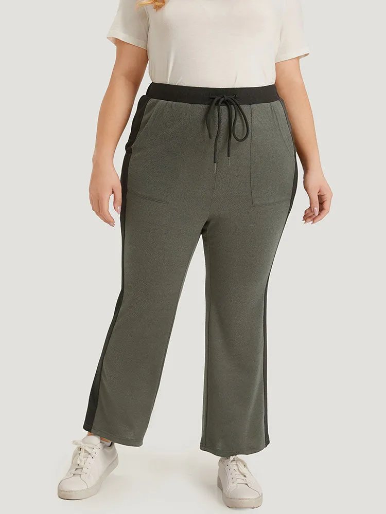 Contrast Pocket Drawstring Bootcut High Rise Sweatpants sold by Bloomchic product image thumbnail 2