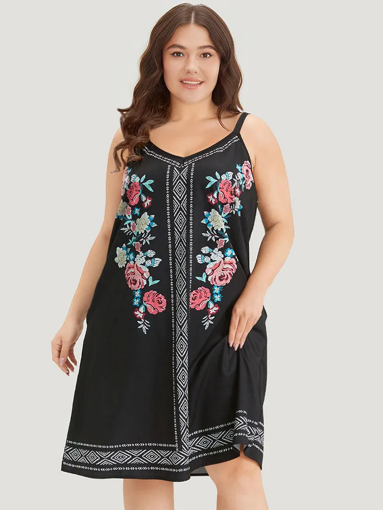 Boho Print Pocket Cami Knee Dress sold by Bloomchic