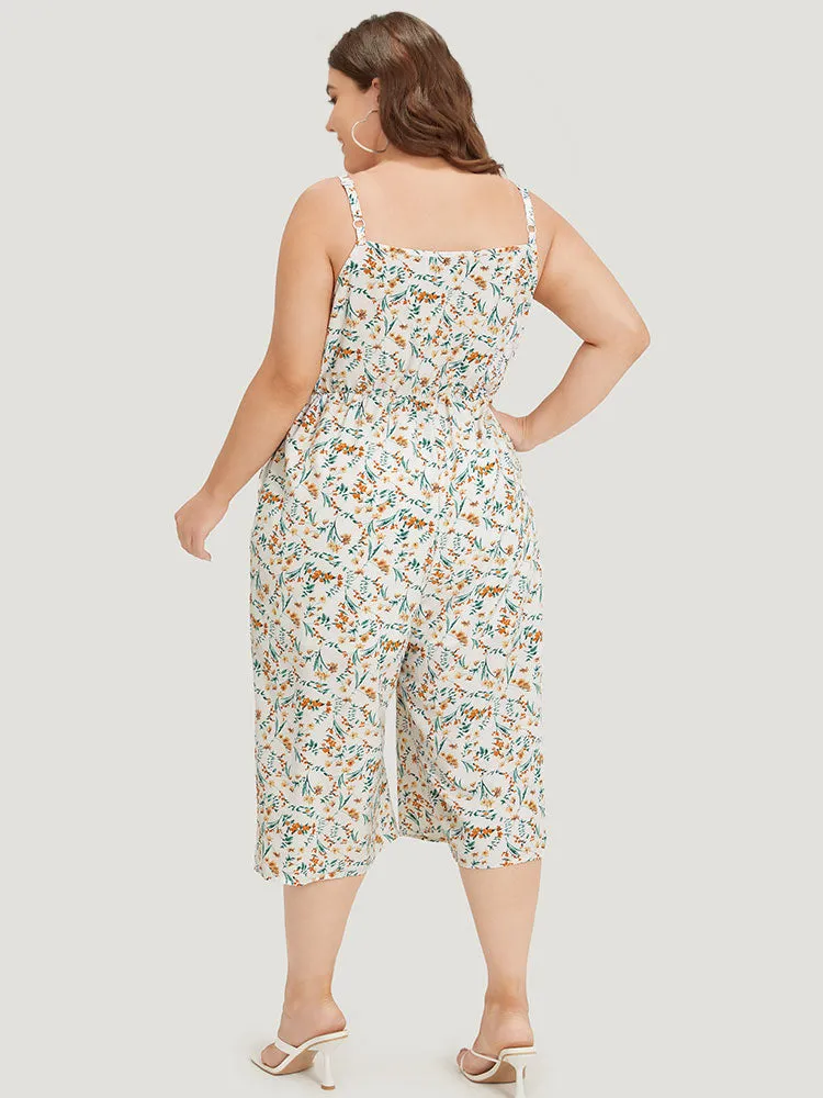 Ditsy Floral Ruffle Trim Pocket Wrap Cami Jumpsuit sold by Bloomchic product image thumbnail 3