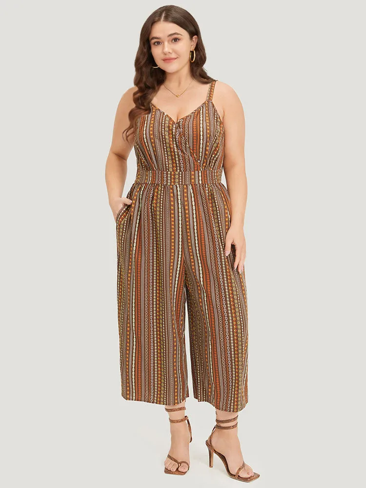 Bandana Print Pocket Adjustable Straps Wrap Cami Jumpsuit sold by Bloomchic product image thumbnail 2