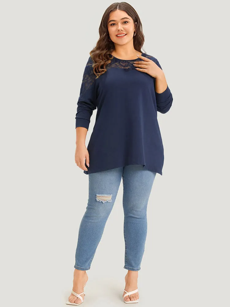 Silhouette Floral Lace Mesh Patchwork Elastic Cuffs Sweatshirt sold by Bloomchic product image thumbnail 4