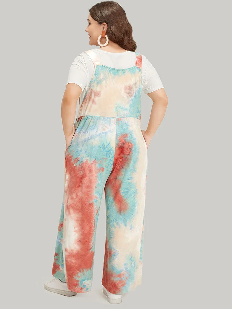 Tie Dye Pocket Button Adjustable Straps Jumpsuit sold by Bloomchic product image thumbnail 5
