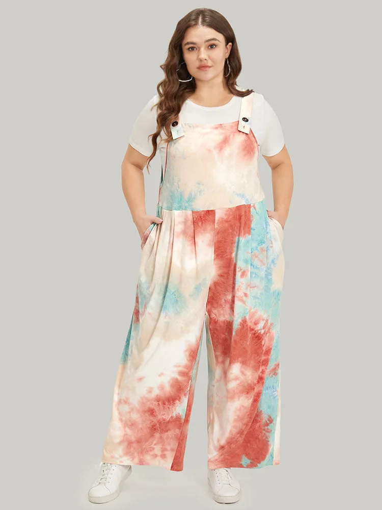 Tie Dye Pocket Button Adjustable Straps Jumpsuit sold by Bloomchic product image thumbnail 2