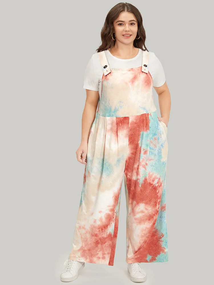 Tie Dye Pocket Button Adjustable Straps Jumpsuit sold by Bloomchic product image thumbnail 3