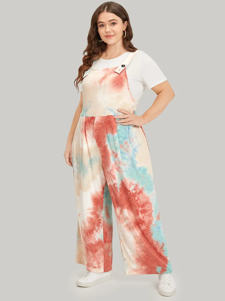Tie Dye Pocket Button Adjustable Straps Jumpsuit sold by Bloomchic product image thumbnail 4