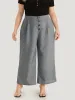 Plain Pocket Button Detail Pleated Pants sold by Bloomchic