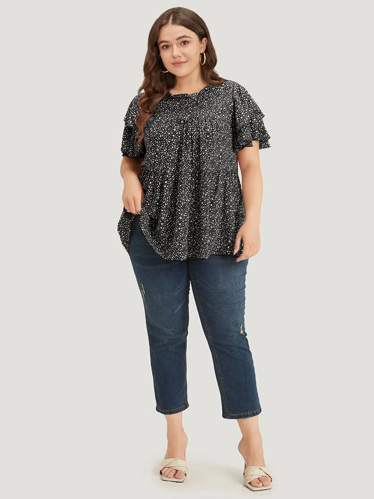 Leopard Print Frill Trim Ruffle Layered Sleeve Blouse sold by Bloomchic product image thumbnail 3