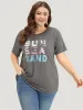 Tropical & Letter Print Crew Neck T-shirt sold by Bloomchic