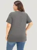 Tropical & Letter Print Crew Neck T-shirt sold by Bloomchic