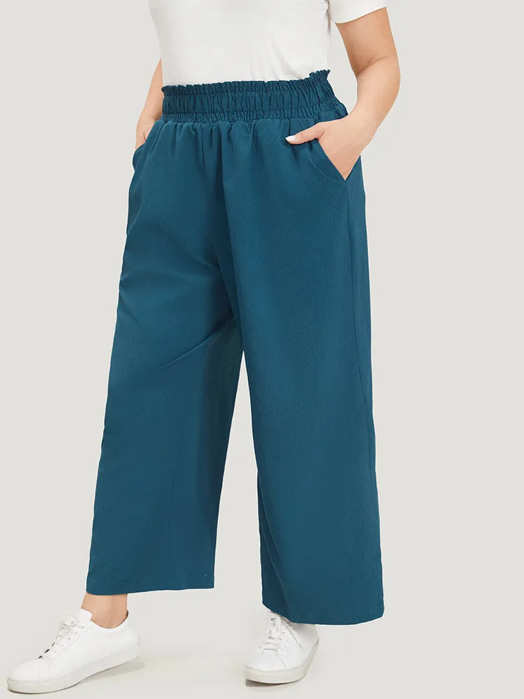 Plain Textured Shirred Elastic Waist Pocket Pants sold by Bloomchic product image thumbnail 3