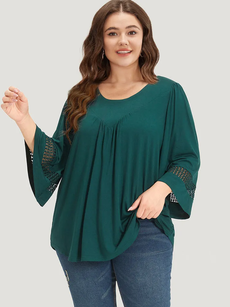 Plain Cut Out Gathered Patchwork T-shirt sold by Bloomchic product image thumbnail 5