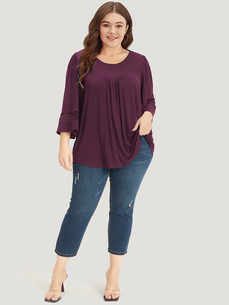 Plain Cut Out Gathered Patchwork T-shirt sold by Bloomchic product image thumbnail 3