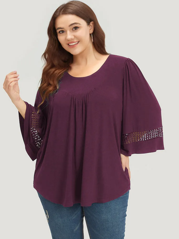 Plain Cut Out Gathered Patchwork T-shirt sold by Bloomchic product image thumbnail 2