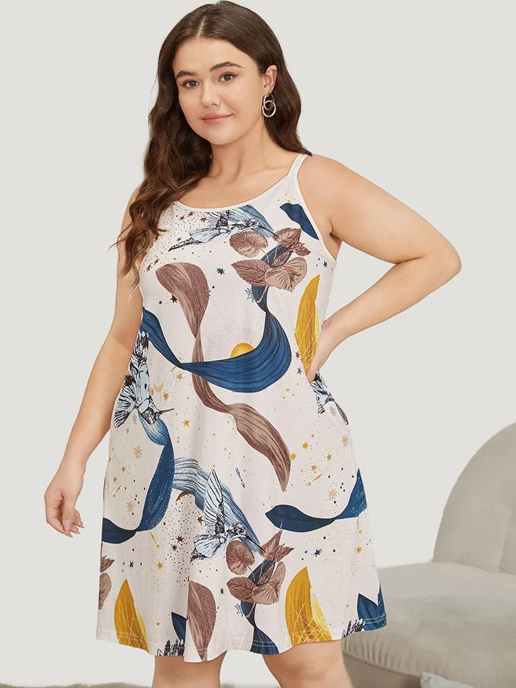 Natural Graphic Pocket Cami Sleep Dress sold by Bloomchic product image thumbnail 5