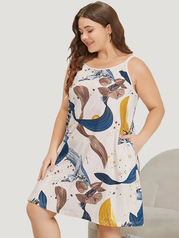 Natural Graphic Pocket Cami Sleep Dress sold by Bloomchic product image thumbnail 3