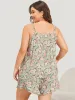 Floral Print Ruffle Trim Tiered Sleep Cami Top sold by Bloomchic