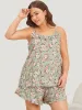Floral Print Ruffle Trim Tiered Sleep Cami Top sold by Bloomchic