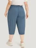 Solid Elastic Waist Drawstring Slant Pocket Cropped Pants sold by Bloomchic