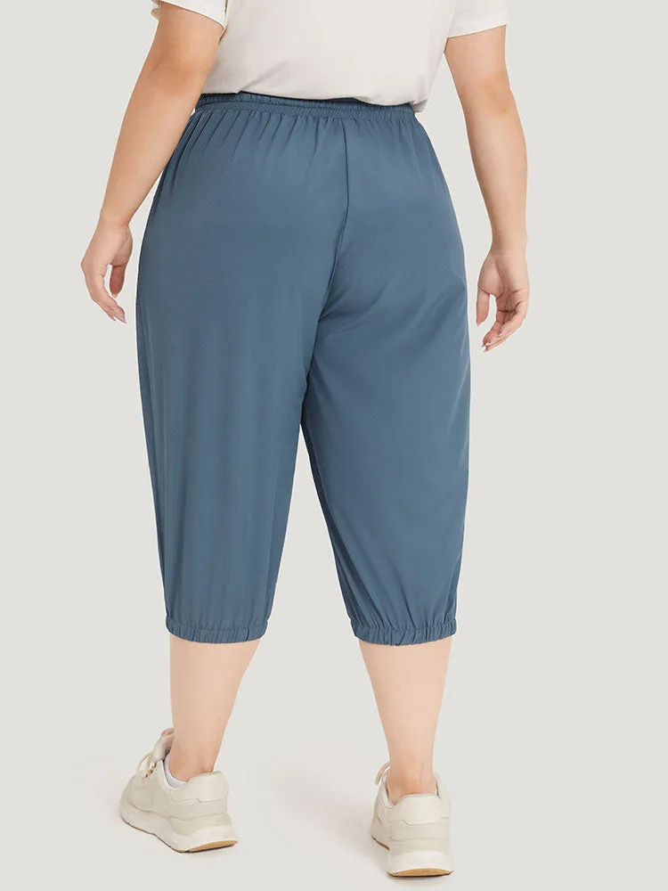 Solid Elastic Waist Drawstring Slant Pocket Cropped Pants sold by Bloomchic product image thumbnail 2