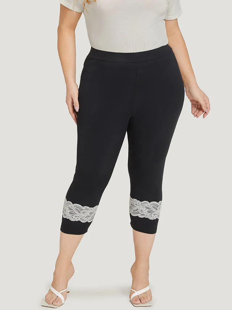 Guipure Lace Elastic Waist Cropped Leggings sold by Bloomchic
