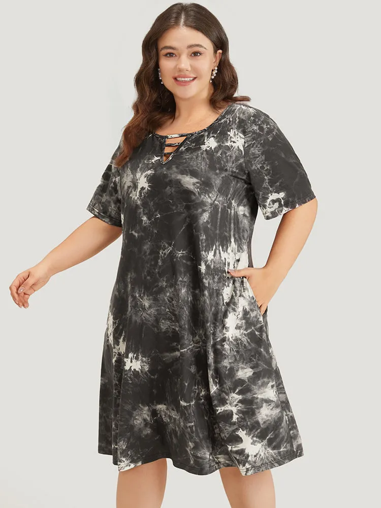 Marble Cut Out Pocket Zipper Midi Dress sold by Bloomchic product image thumbnail 2