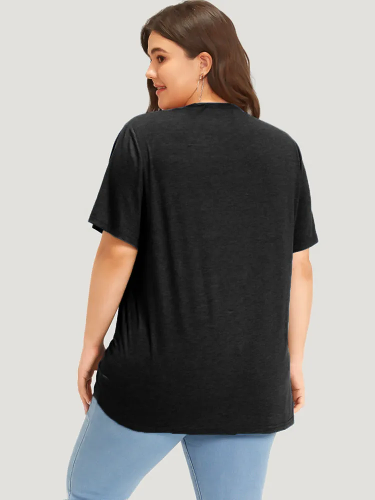 Letter Print Crew Neck T-shirt sold by Bloomchic product image thumbnail 2