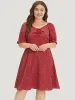 Polka Dot Pocket Drawstring Gathered Puff Sleeve Dress sold by Bloomchic