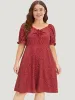 Polka Dot Pocket Drawstring Gathered Puff Sleeve Dress sold by Bloomchic