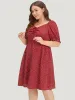 Polka Dot Pocket Drawstring Gathered Puff Sleeve Dress sold by Bloomchic