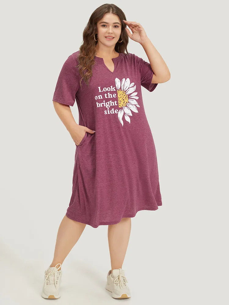 Supersoft Essentials Slogan & Sunflower Print Notched Pocket Dress sold by Bloomchic product image thumbnail 3