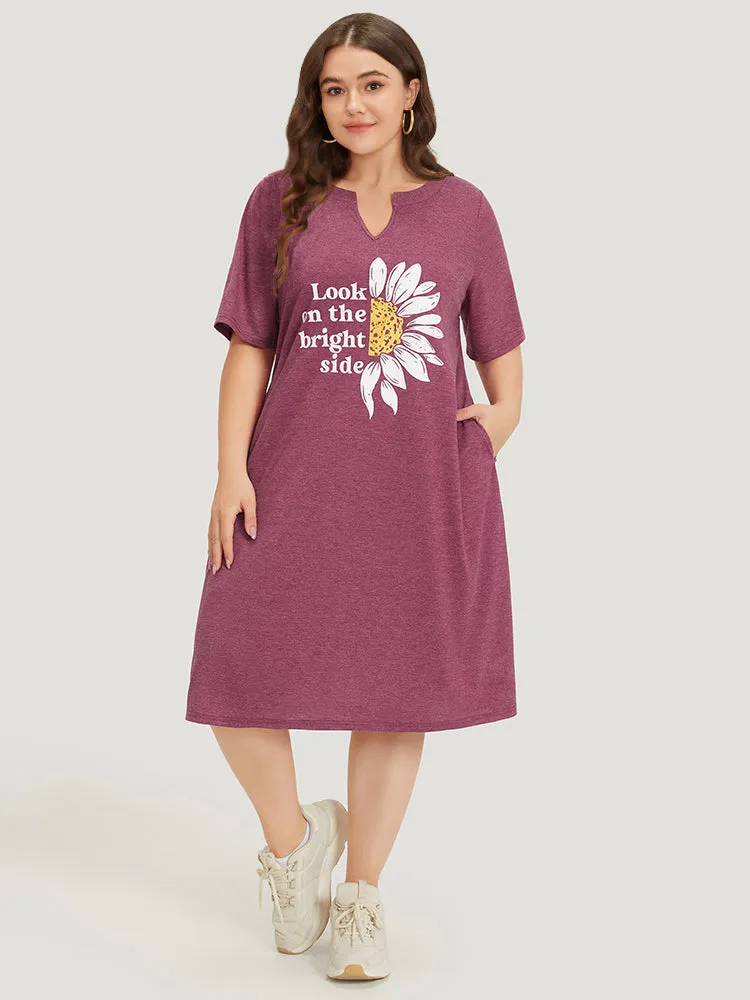 Supersoft Essentials Slogan & Sunflower Print Notched Pocket Dress sold by Bloomchic product image thumbnail 2