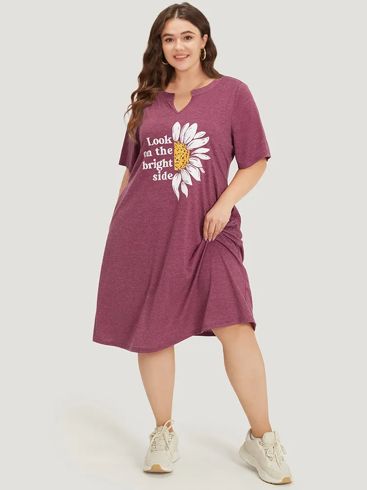Supersoft Essentials Slogan & Sunflower Print Notched Pocket Dress sold by Bloomchic