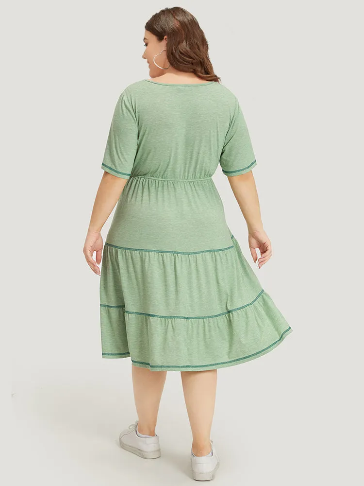 Supersoft Essentials Contrast Layered Elastic Waist A Line Dress sold by Bloomchic product image thumbnail 4