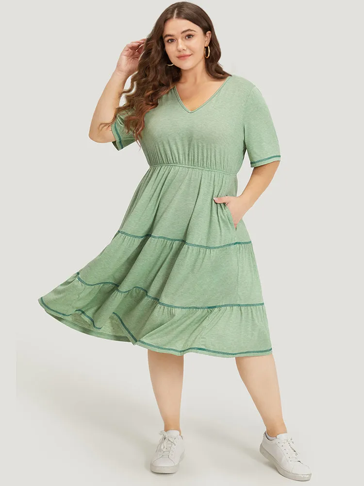 Supersoft Essentials Contrast Layered Elastic Waist A Line Dress sold by Bloomchic