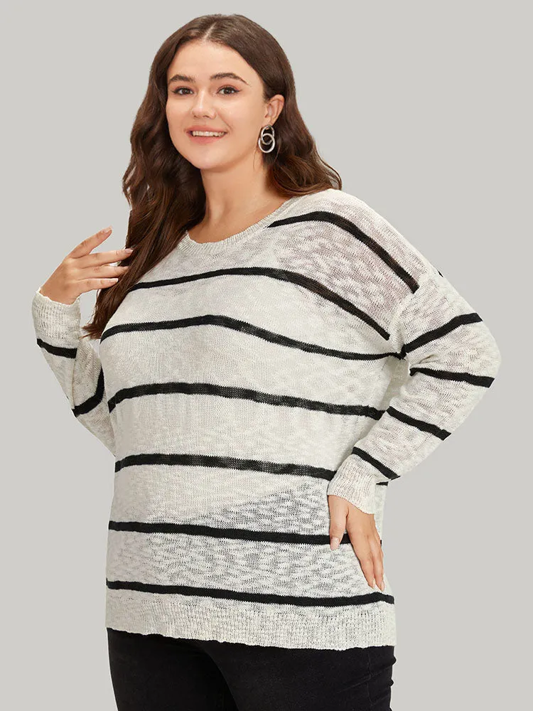Striped Drop Shoulder Lightweight Loose Pullover sold by Bloomchic product image thumbnail 4