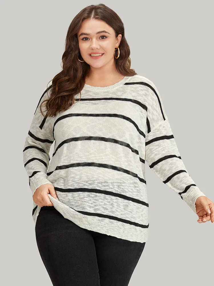 Striped Drop Shoulder Lightweight Loose Pullover sold by Bloomchic