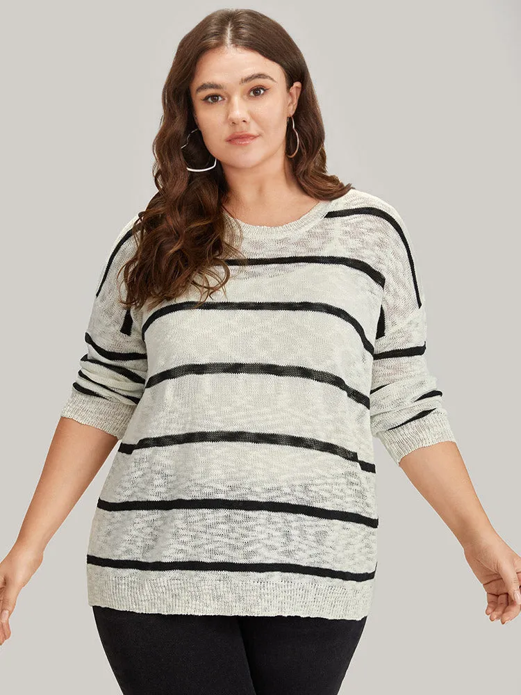 Striped Drop Shoulder Lightweight Loose Pullover sold by Bloomchic product image thumbnail 5