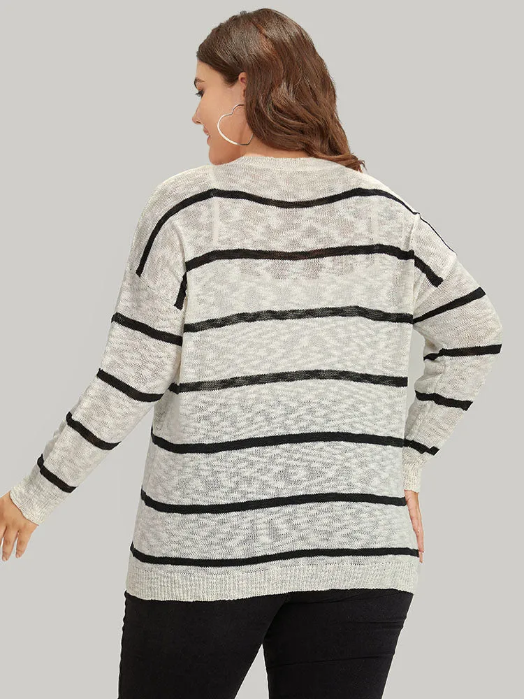 Striped Drop Shoulder Lightweight Loose Pullover sold by Bloomchic product image thumbnail 2