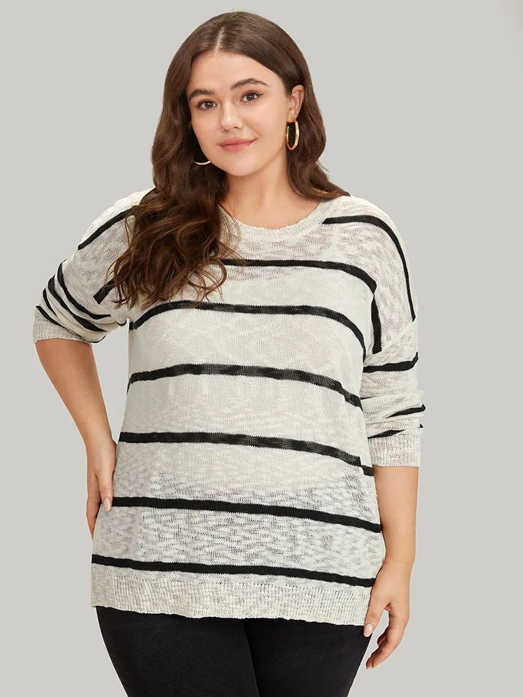 Striped Drop Shoulder Lightweight Loose Pullover sold by Bloomchic product image thumbnail 3