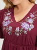 Floral Embroidered V Neck Gathered Ruffle Sleeve T-shirt sold by Bloomchic